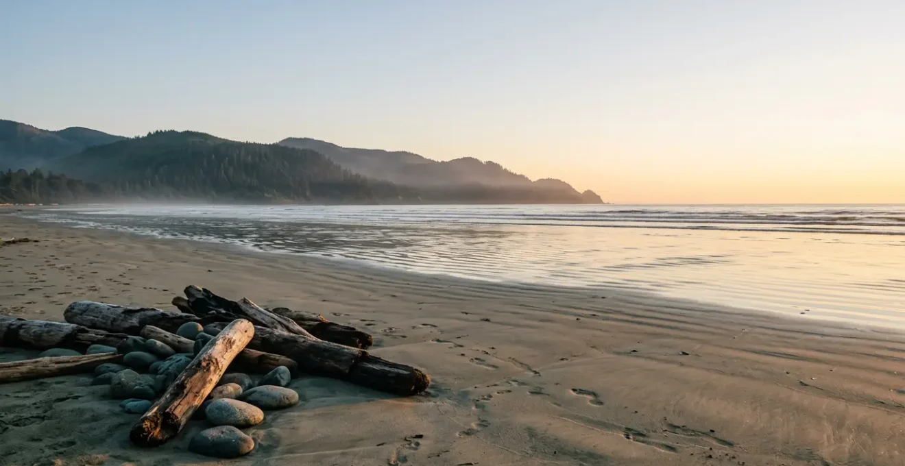 Scène contemplative minimaliste d'un environnement naturel préservé invitant à la réflexion sur le mode de vie naturiste