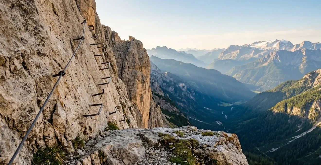 Pratique sécuritaire de la via ferrata avec équipement de protection